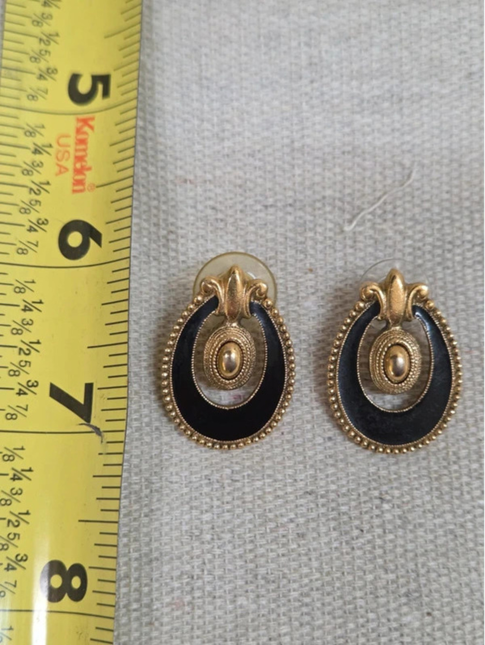 Vintage gold-tone and black enamel drop